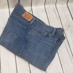 Distressed Levi Strauss & Co. Women's Mid-Rise Slim Fit Capris,Size 32